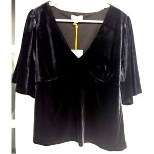 New With Tag Knox Rose Black Velvet Dressy Flowy Formal Goth Blouse Large